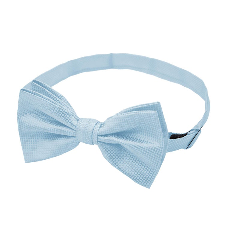 Jacob Alexander Men's Woven Subtle Mini Squares Adjustable Pre-Tied Banded Bow Tie - Sky Blue - Image 2